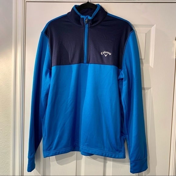 Callaway Men's 1/4 Zip Pullover Sweatshirt Medium With Pockets Blue - Picture 1 of 7